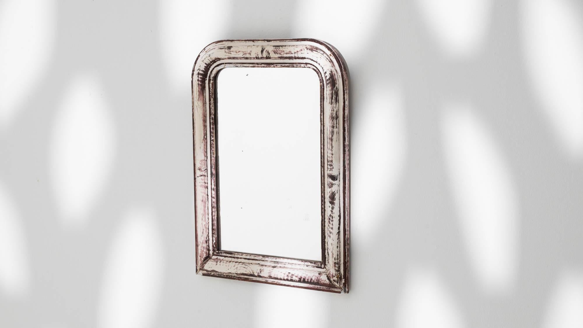 1900s French Wood White Patinated Mirror For Sale 3