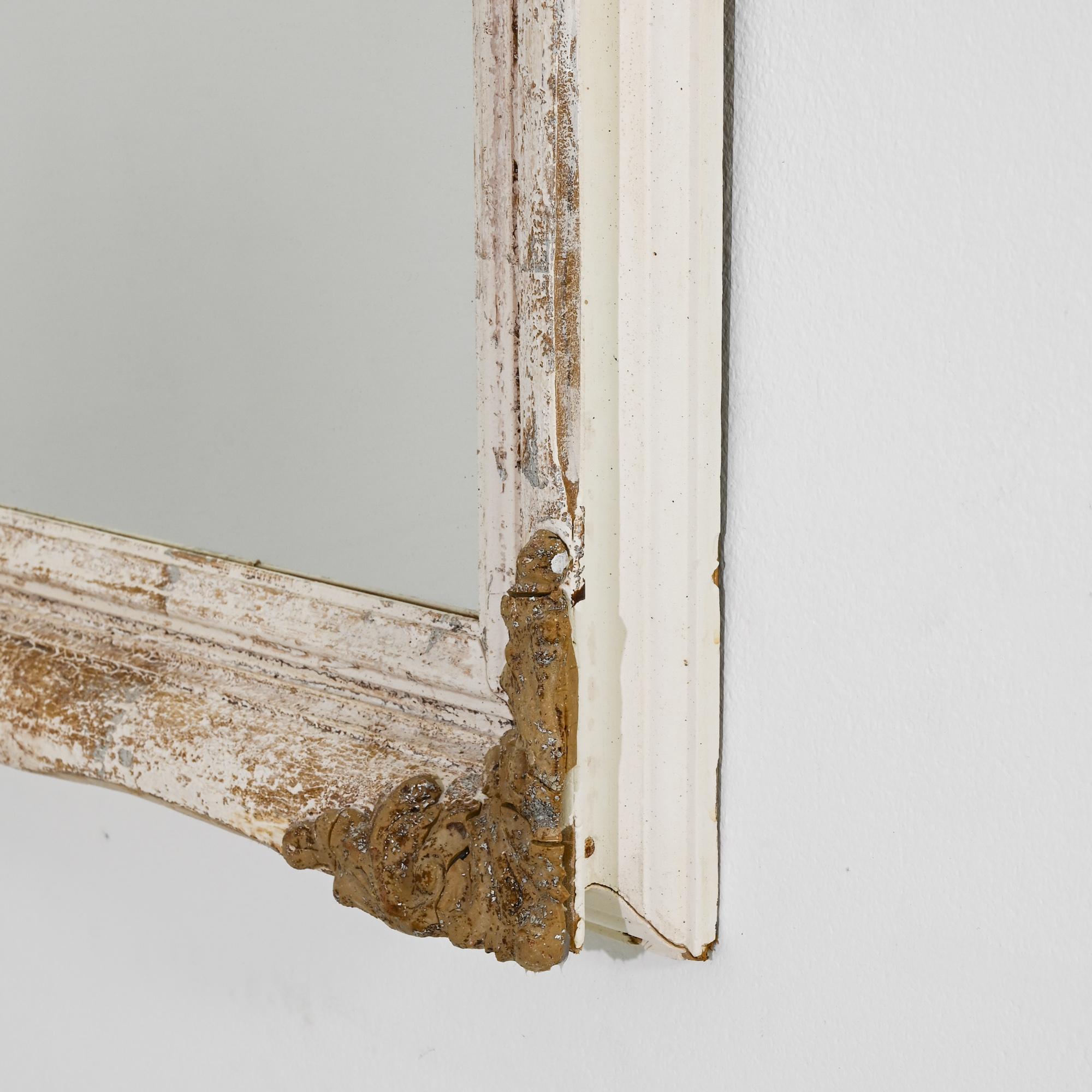Bois Miroir français des années 1900, patiné blanc en vente