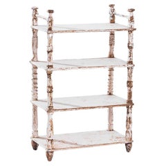 1900s French Wood White Patinated Shelves