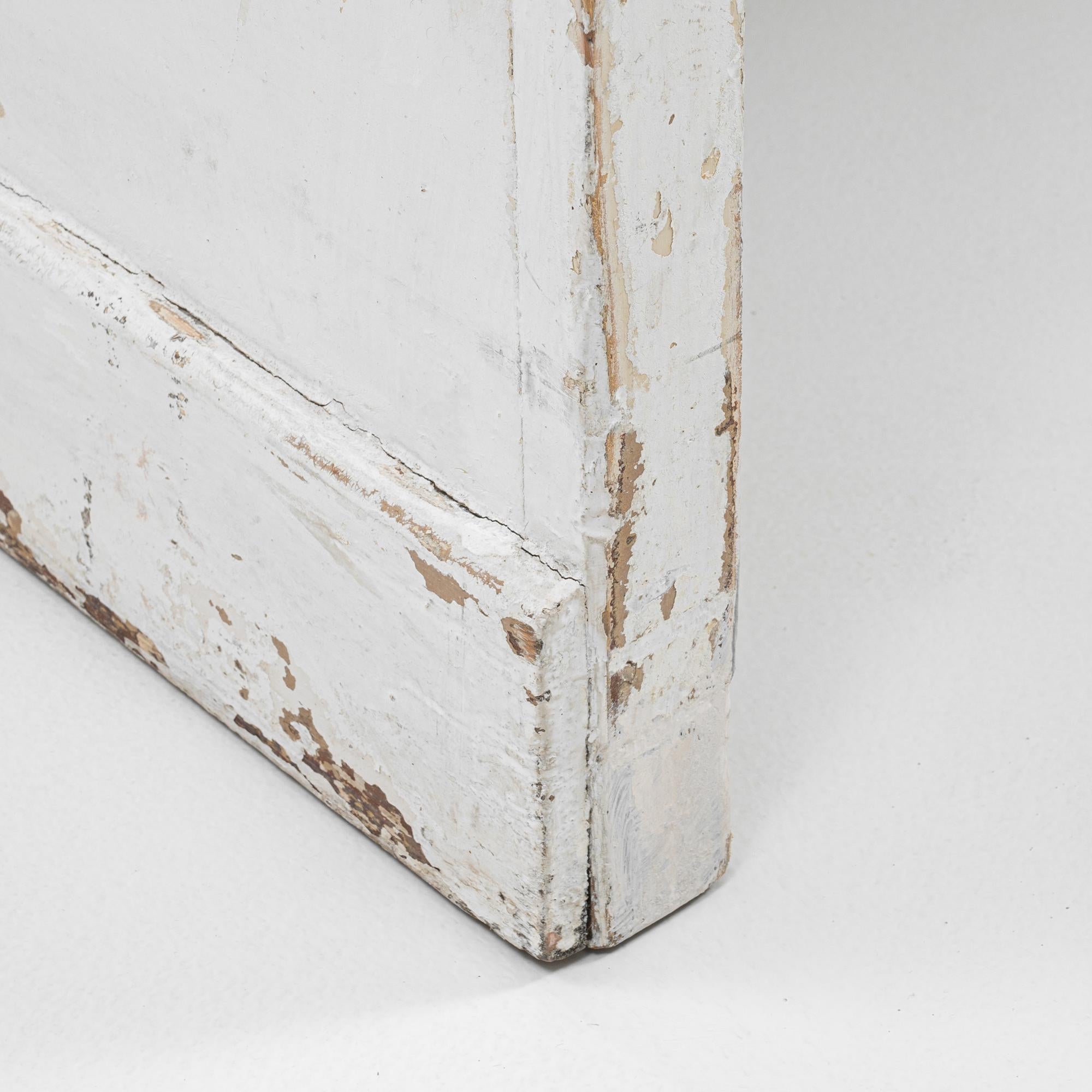 1900s French Wood White Patinated Shop Counter With Marble Top in vendita 6