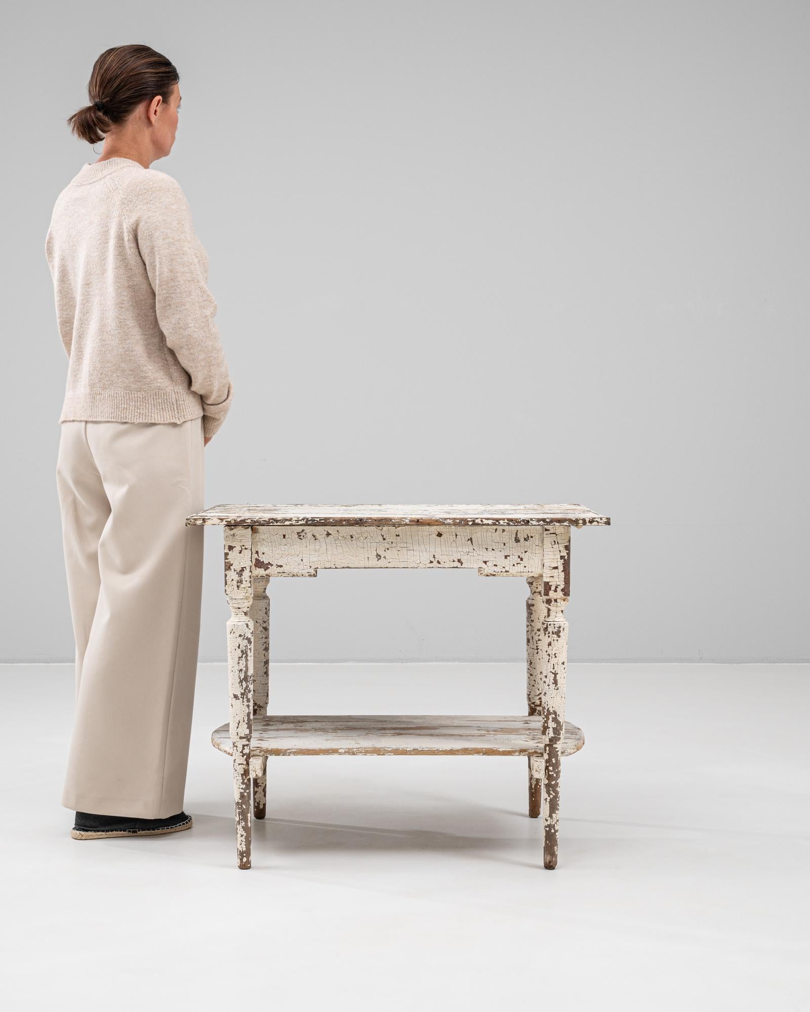 Francese 1900s French Wood White Patinated Table in vendita