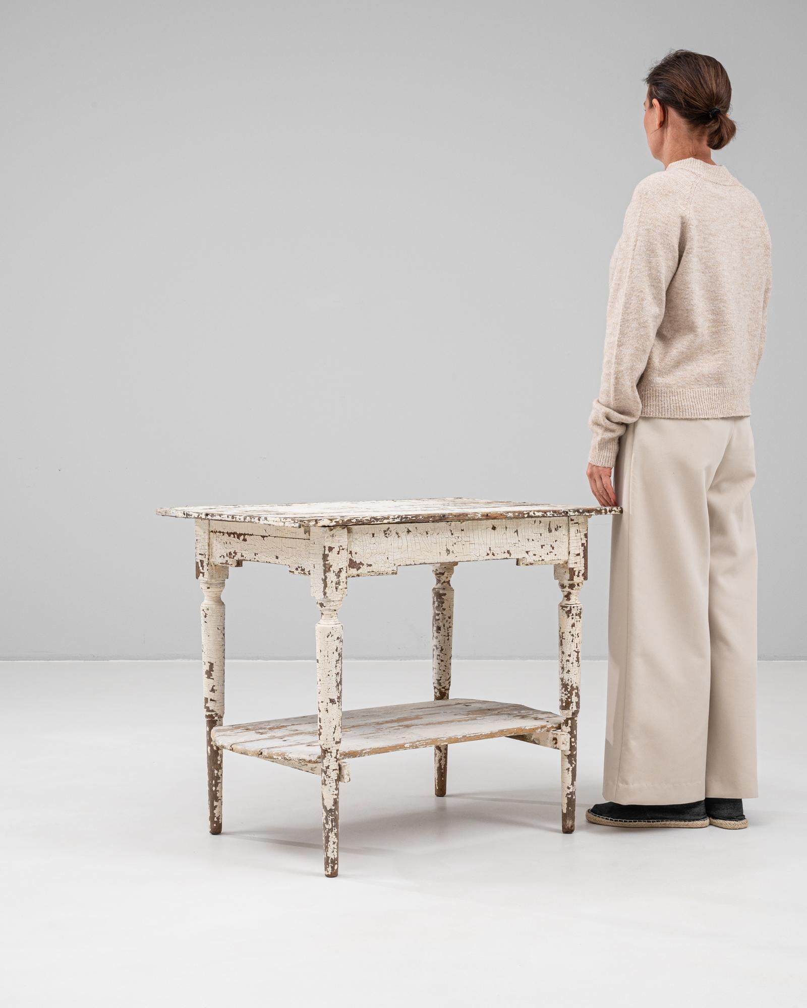 XX secolo 1900s French Wood White Patinated Table in vendita