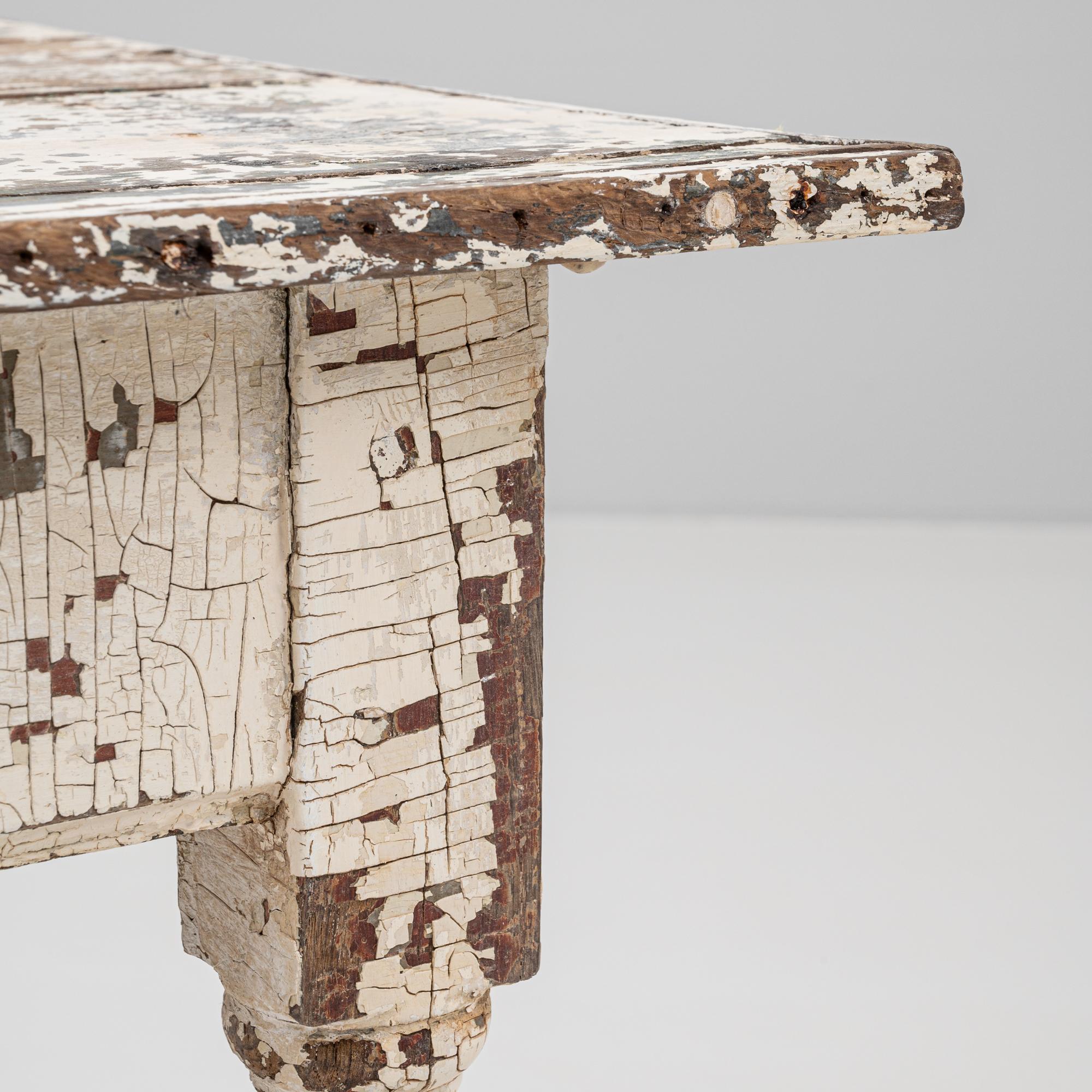 1900s French Wood White Patinated Table in vendita 2
