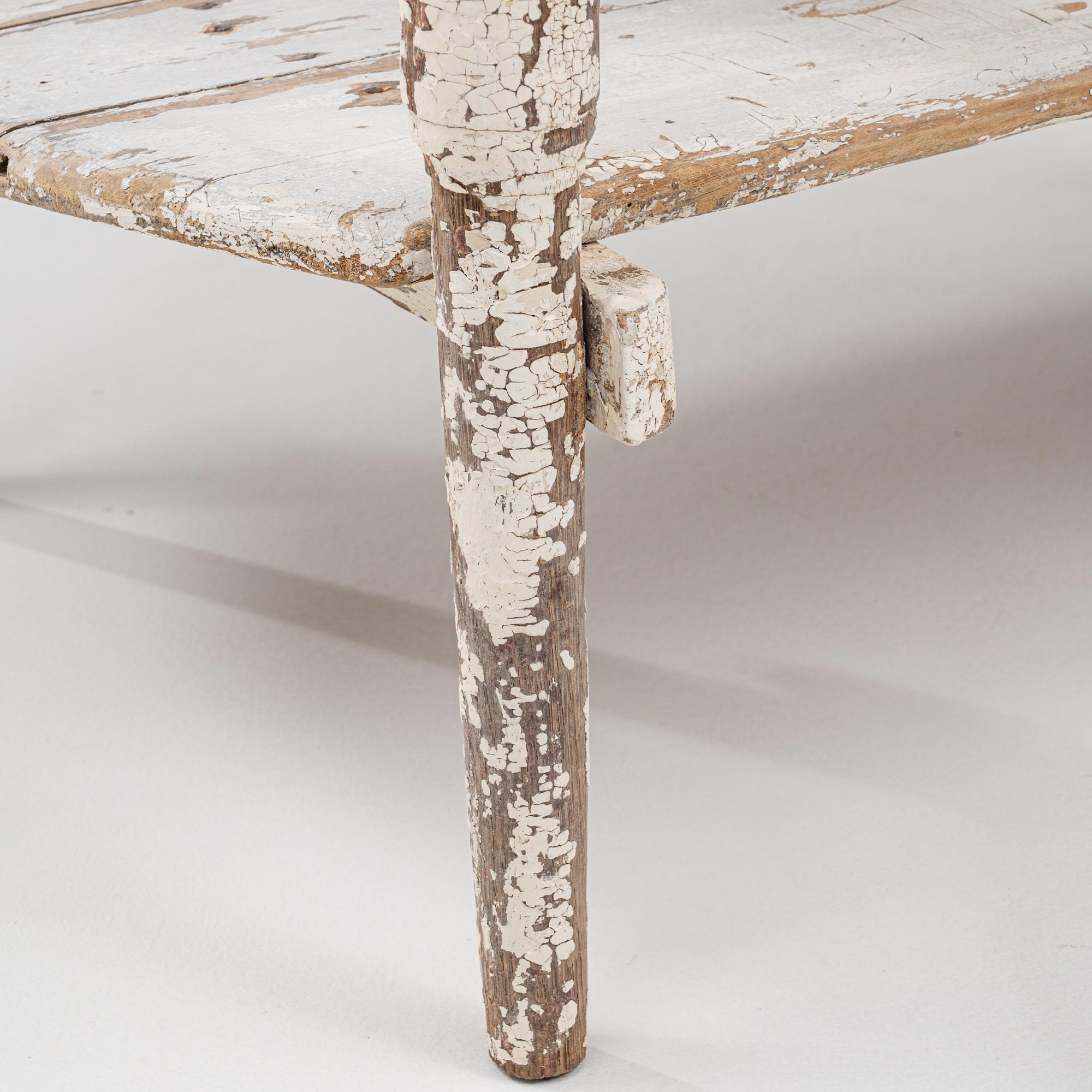 1900s French Wood White Patinated Table in vendita 3