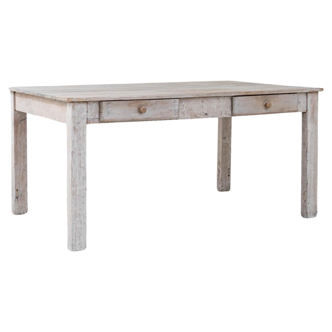 1900s French Wood White Patinated Table