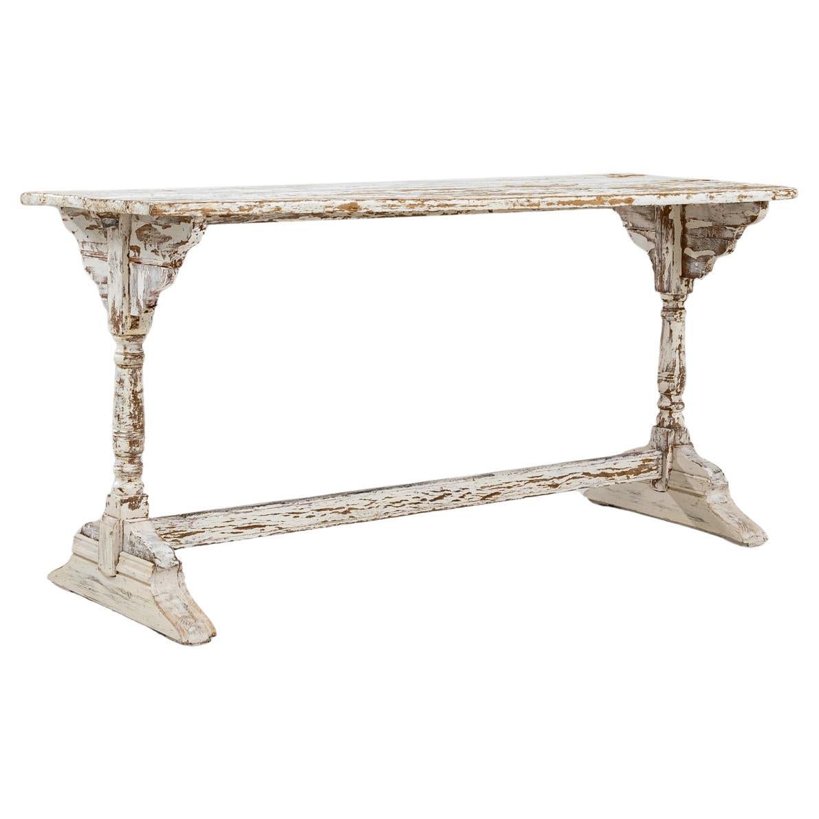 Tavolo francese del 1900 in Wood Wood Patinato Bianco