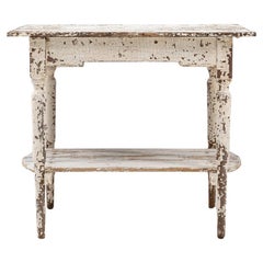 1900s French Wood White Patinated Table