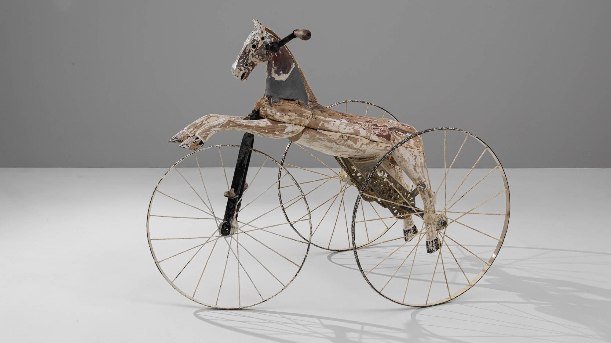 1900s French Wooden and Metal Horse Tricycle For Sale 3