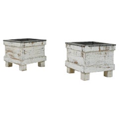 1900s French Wooden and Zinc Planters, A Pair