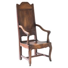 Used 1900s French Wooden Armchair with Original Patina