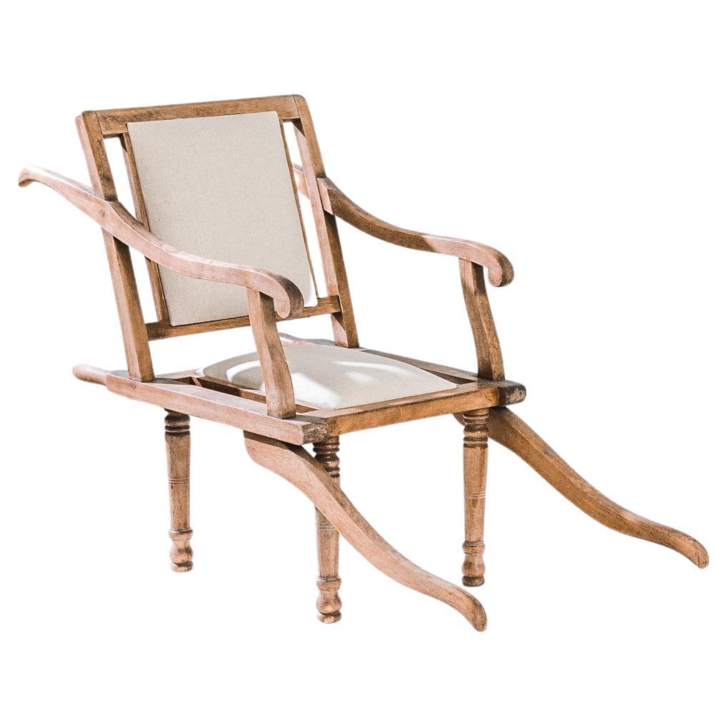1900s French Wooden Armchair with Upholstered Seat By MAC KAIN