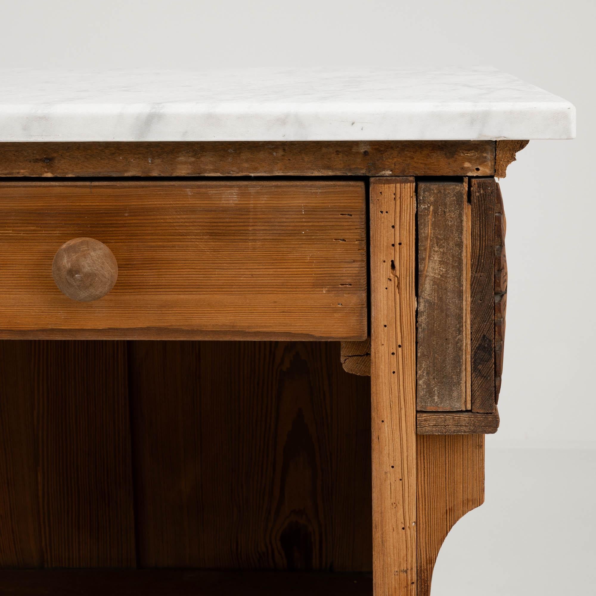 1900s French Wooden Bar With Marble Top 10