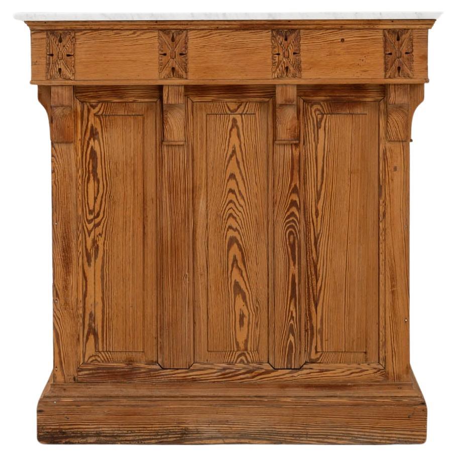 1900s French Wooden Bar With Marble Top