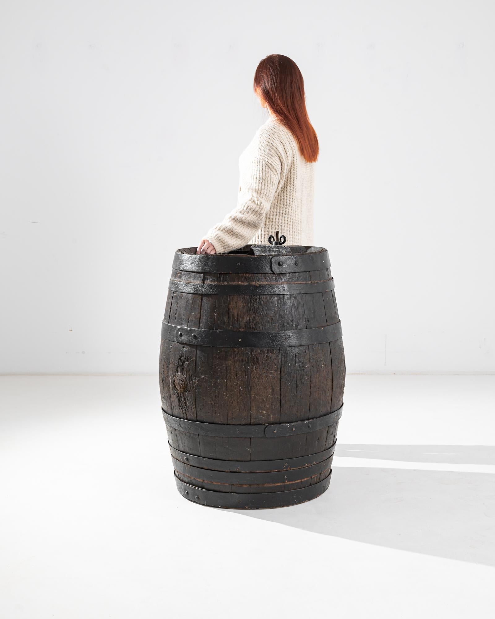 Rustic 1900s, French, Wooden Barrel For Sale