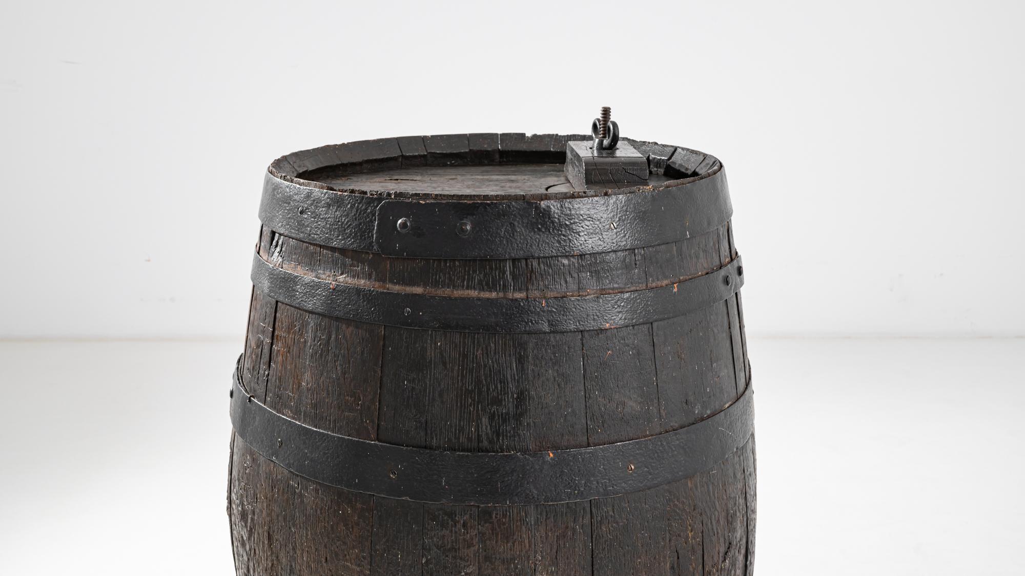 Metal 1900s, French, Wooden Barrel For Sale