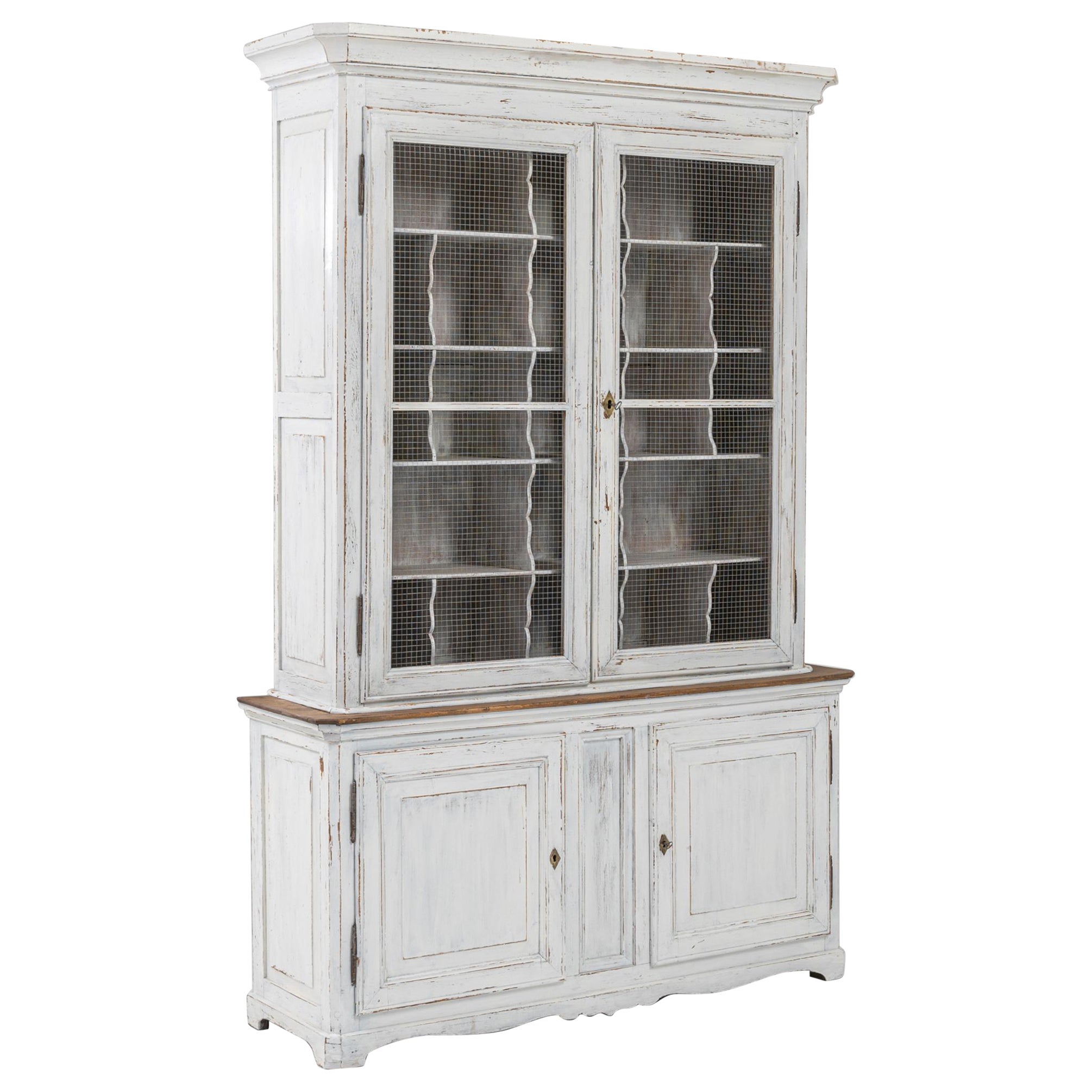 1900s French Wooden Buffet with Mesh Screen Doors