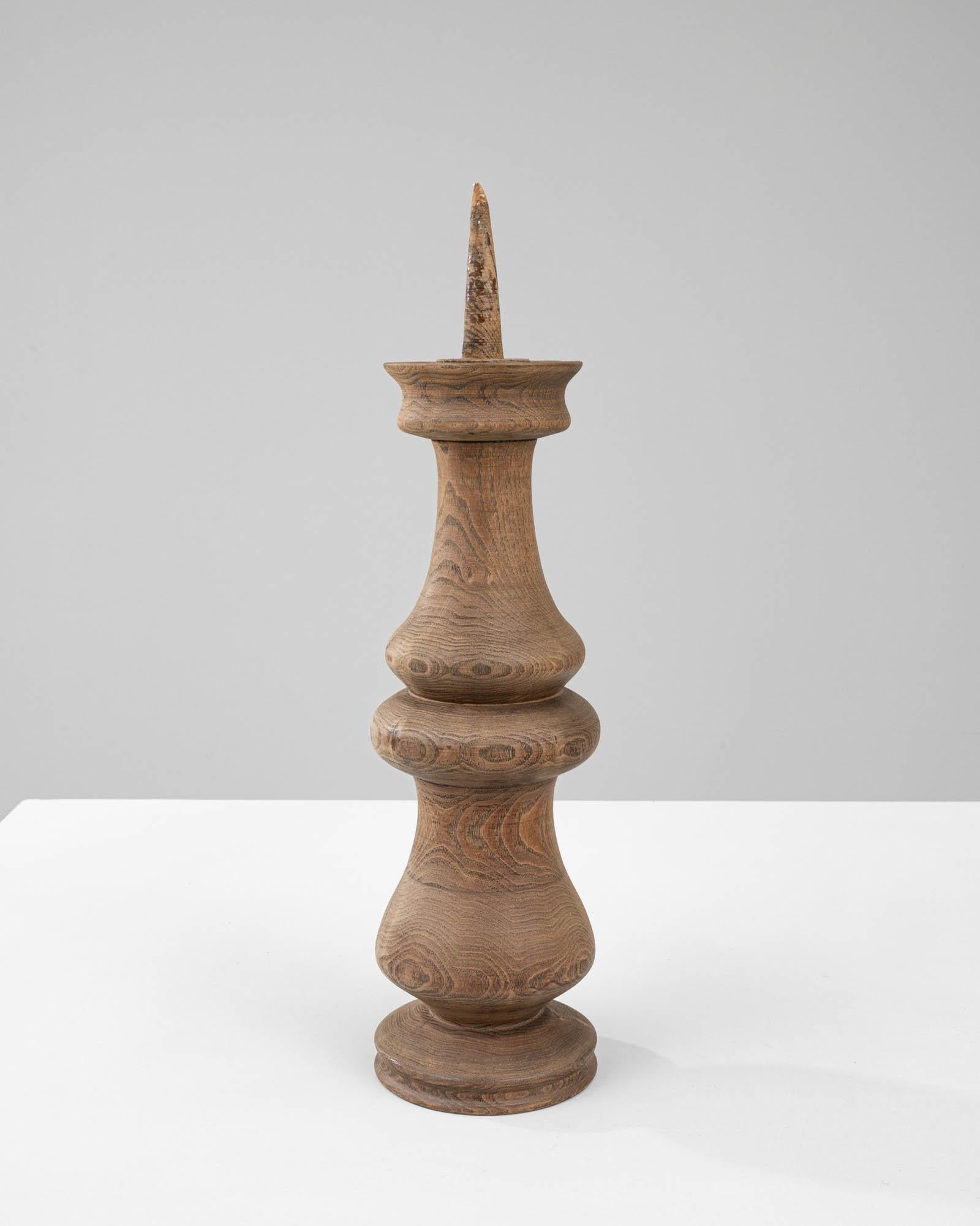 1900s French Wooden Candlestick In Good Condition For Sale In High Point, NC