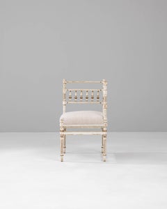 1900s French Wooden Chair With Upholstered Seat