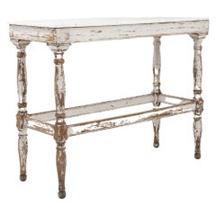 1900s French Wooden Console Table with Marble Top 1900s French Wooden Console Table with Marble Top