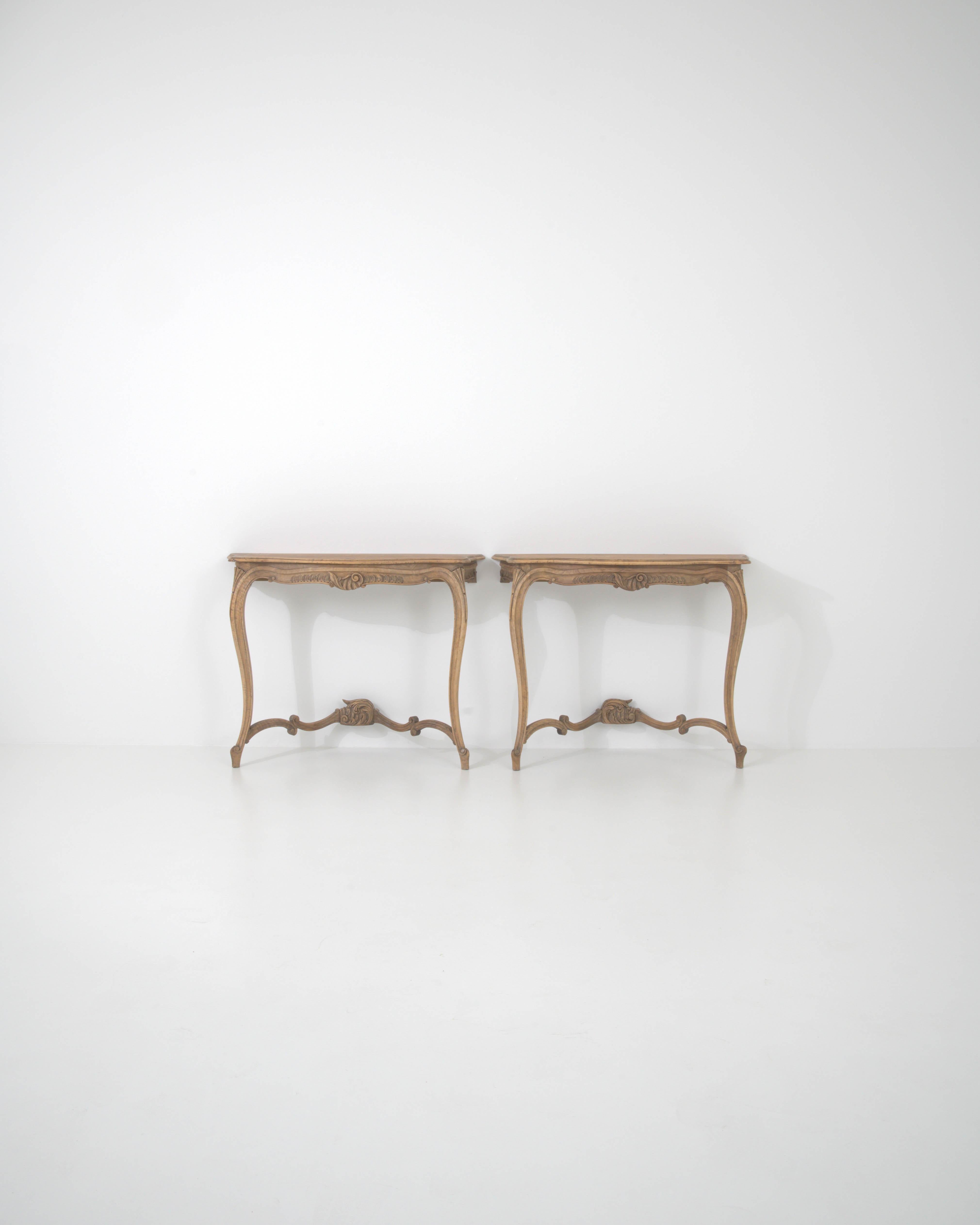 Belle Époque 1900s French Wooden Console Tables, a Pair For Sale