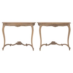 Vintage 1900s French Wooden Console Tables, a Pair
