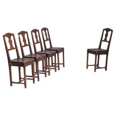 Used 1900s French Wooden Dining Chairs, Set of 5