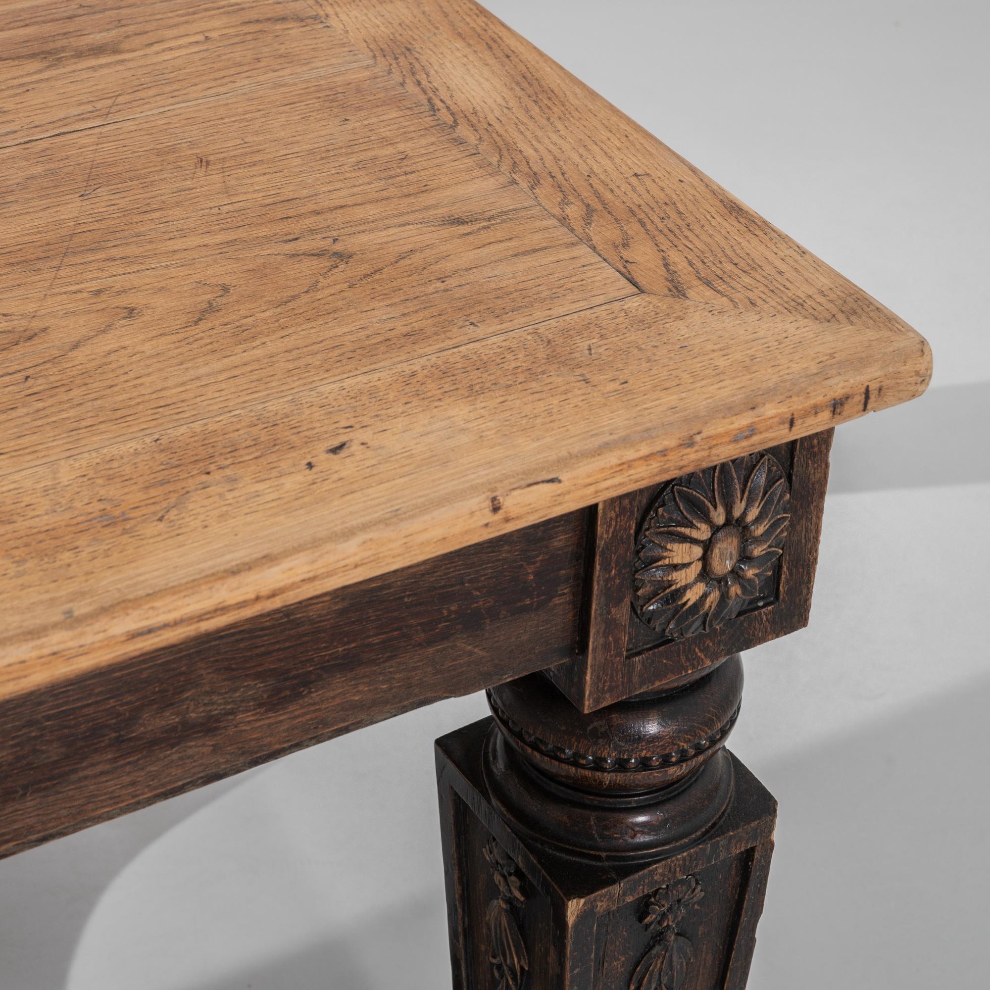 Oak 1900s French Wooden Dining Table 