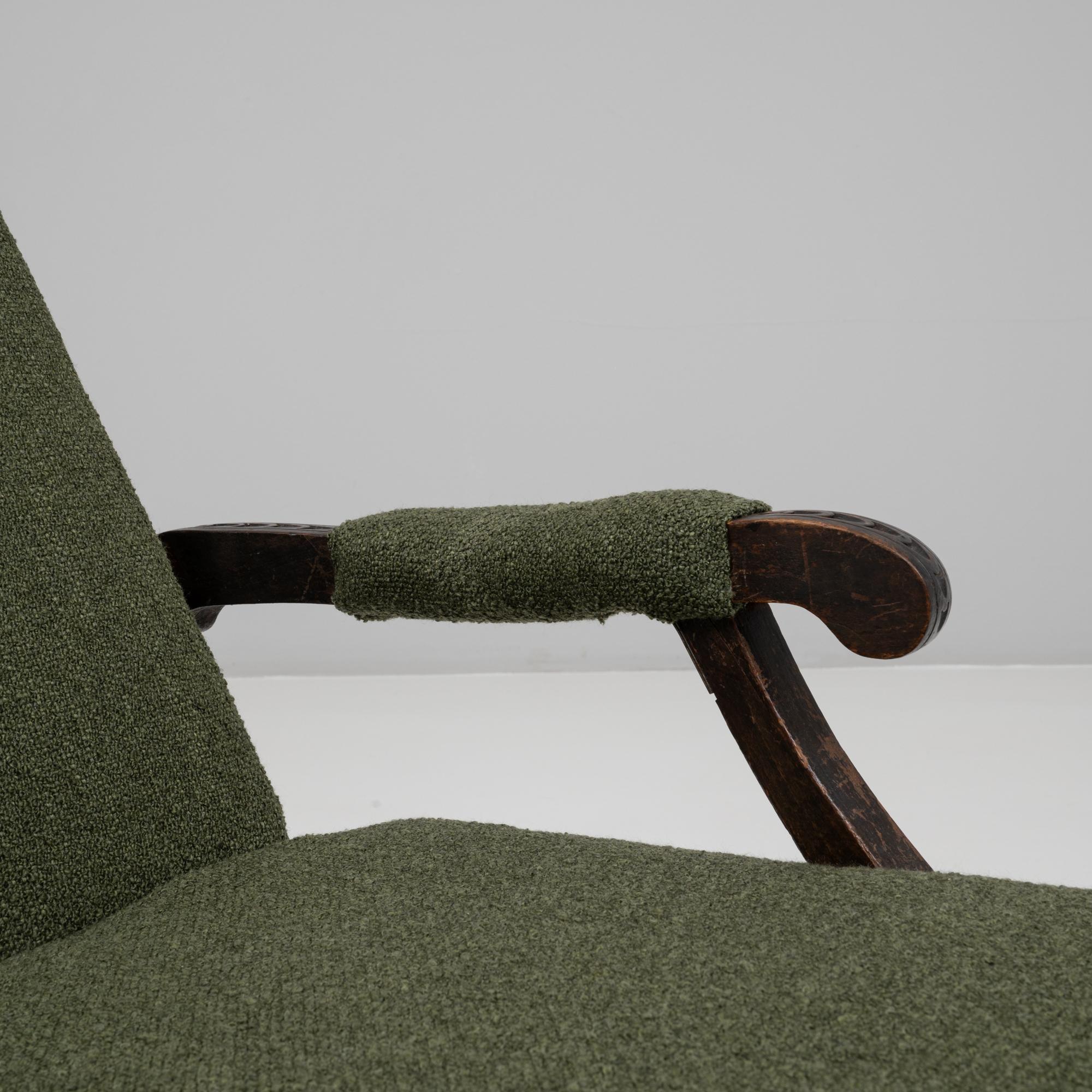 Poltrona Foldes in legno francese del 1900 con cuscini imbottiti in vendita 7