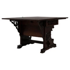1900s French Wooden Folding Table With Original Patina