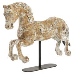 Used 1900s French Wooden Horse on Metal Stand