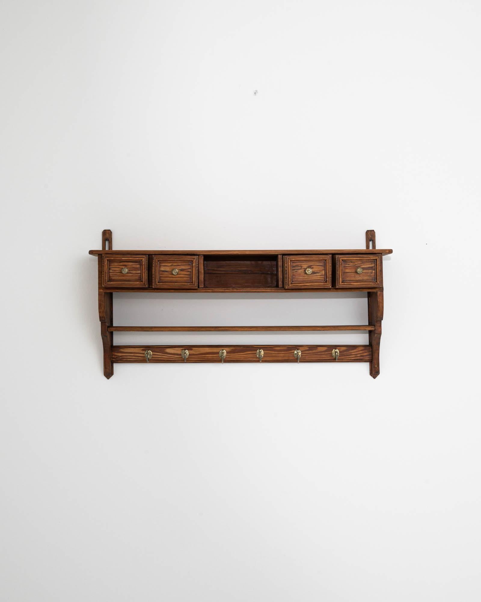 1900s French Wooden Kitchen Wall Shelf In Good Condition For Sale In High Point, NC