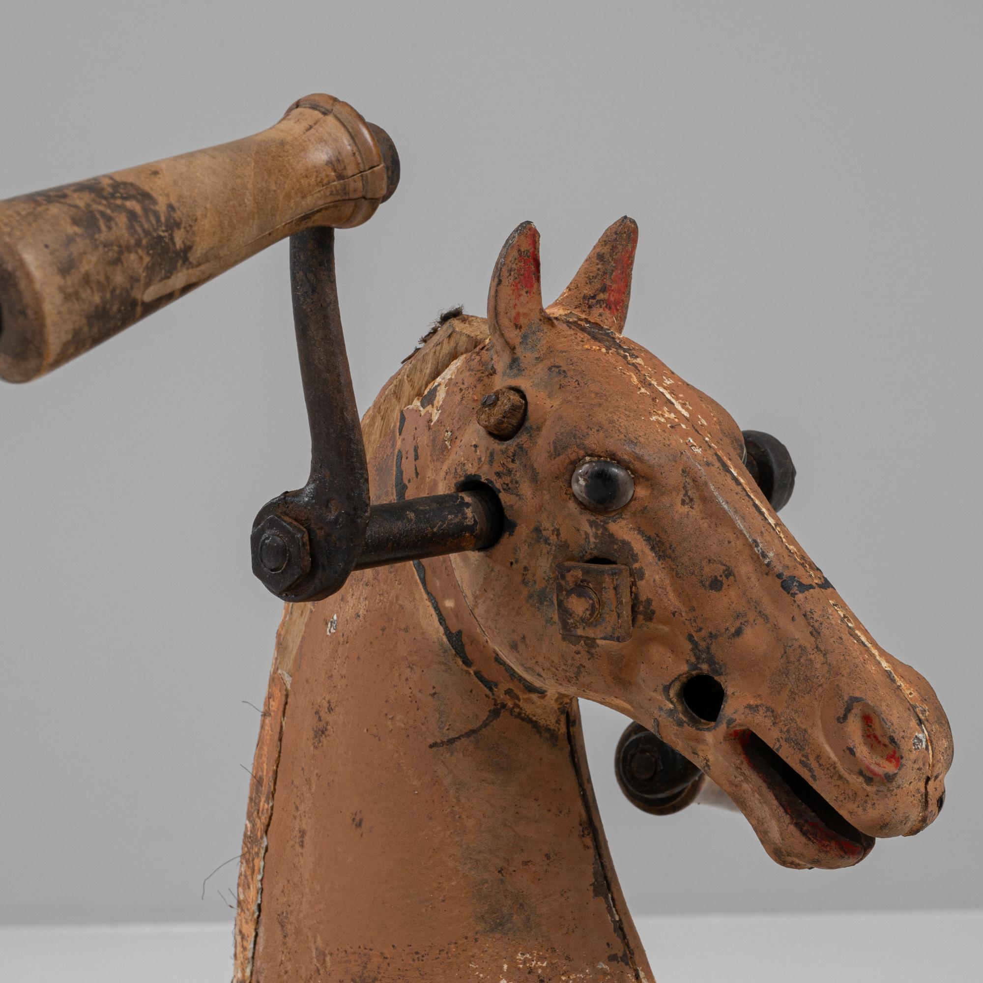 1900s French Wooden & Metal Horse Tricycle For Sale 3
