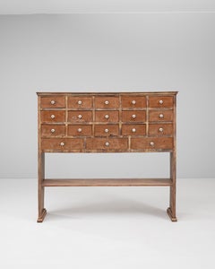 1900s French Wooden Pharmacy Chest Of Drawers