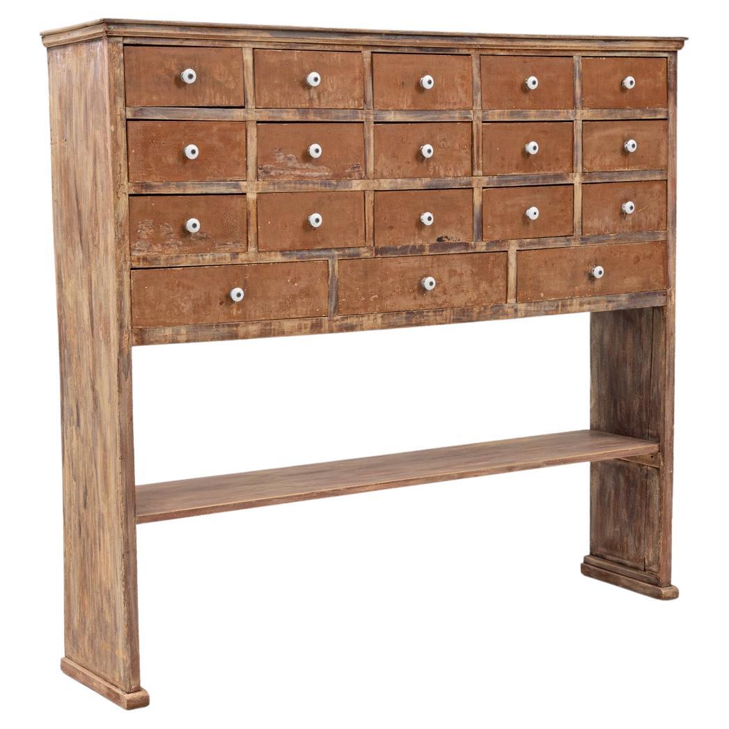 1900s French Wooden Pharmacy Chest Of Drawers