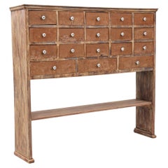 1900s French Wooden Pharmacy Chest Of Drawers