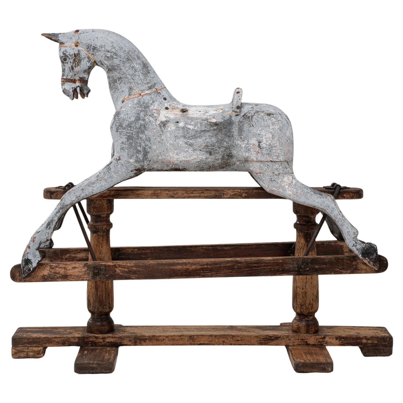 1900s French Wooden Rocking Horse