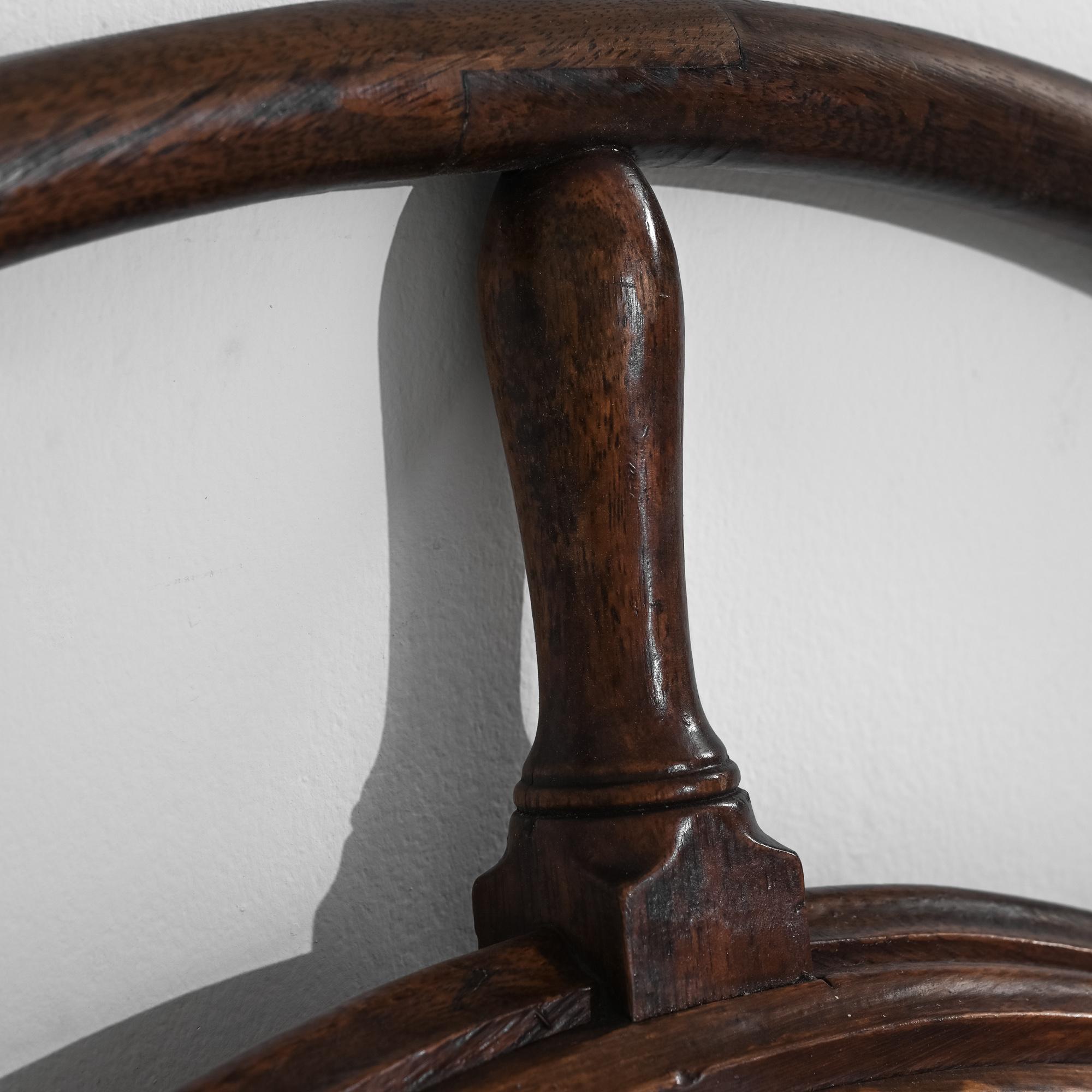 1900s French Wooden Ship Steering Wheel For Sale 1
