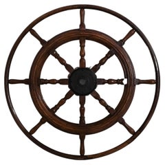 1900s French Wooden Ship Steering Wheel
