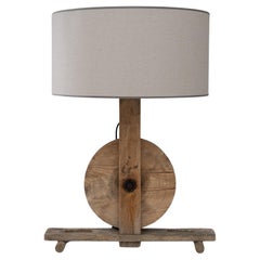 Used 1900s French Wooden Table Lamp