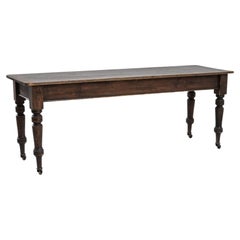 Antique 1900s French Wooden Table on Wheels