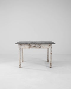 1900s French Wooden Table With Zinc Top