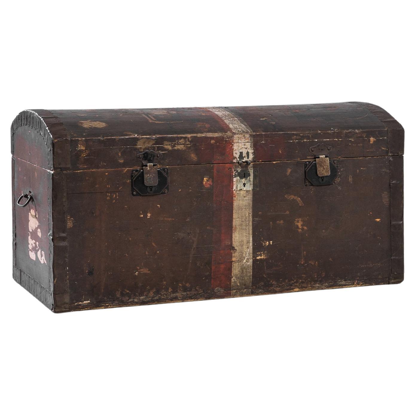 1900s French Wooden Trunk