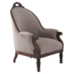 1900s French Wooden Upholstered Armchair