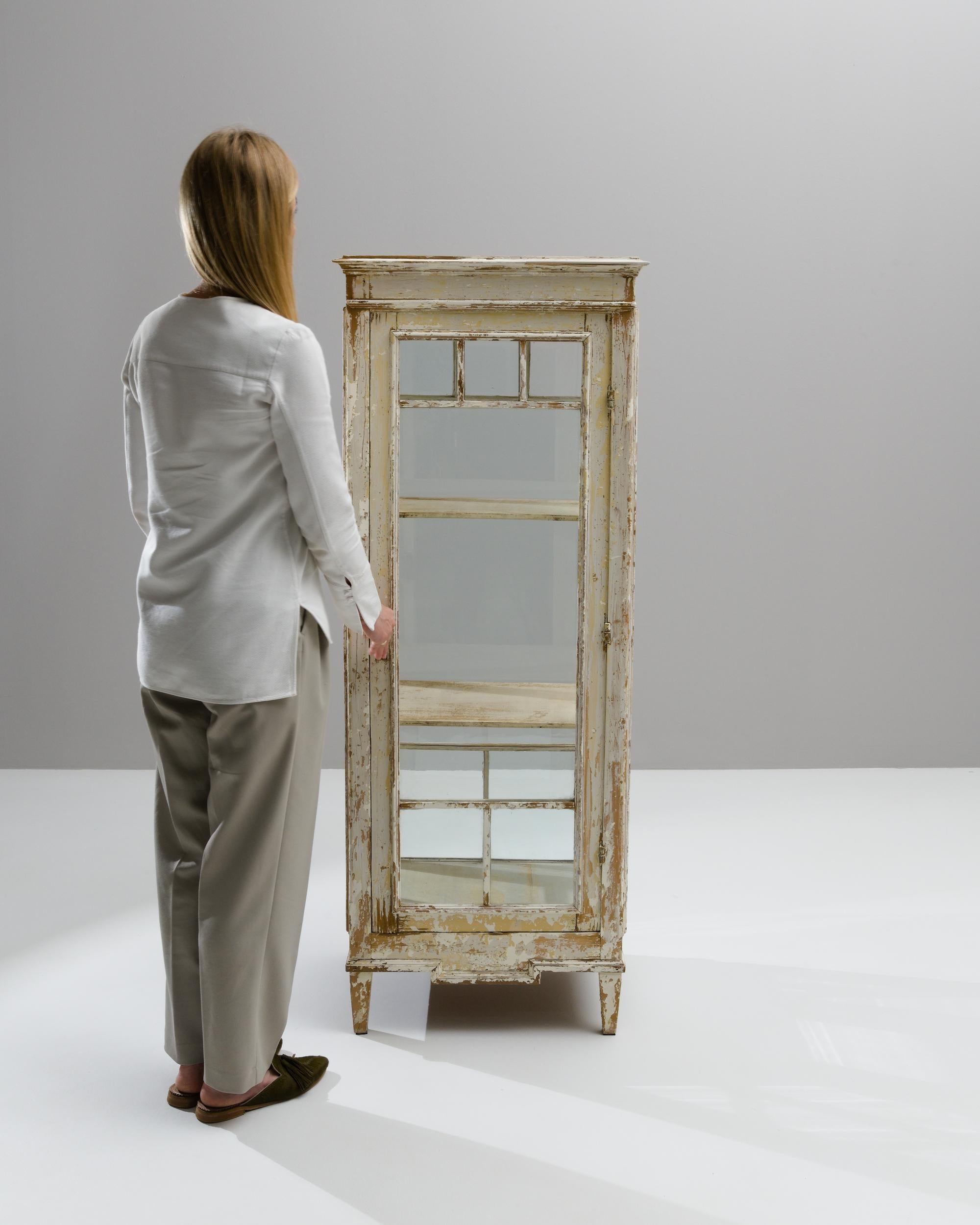 Patinated 1900s French Wooden Vitrine 
