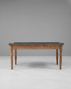 Tavolo da lavoro francese del 1900 con piano in zinco