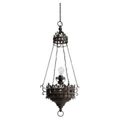 1900s French Wrought Iron Pendant Lamp