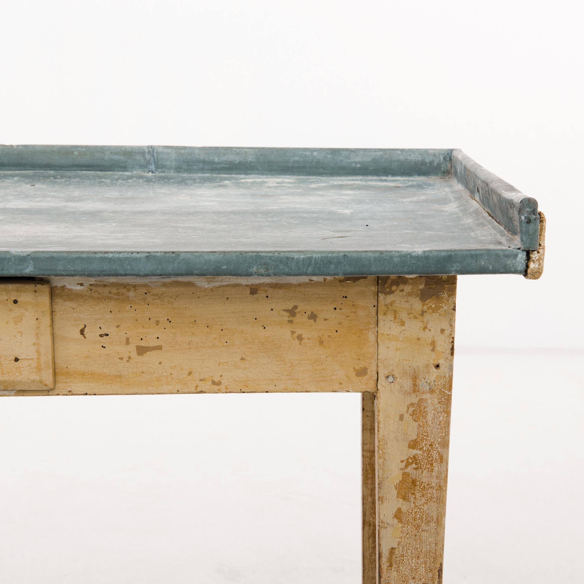 Early 20th Century 1900s French Zinc Topped Work Table