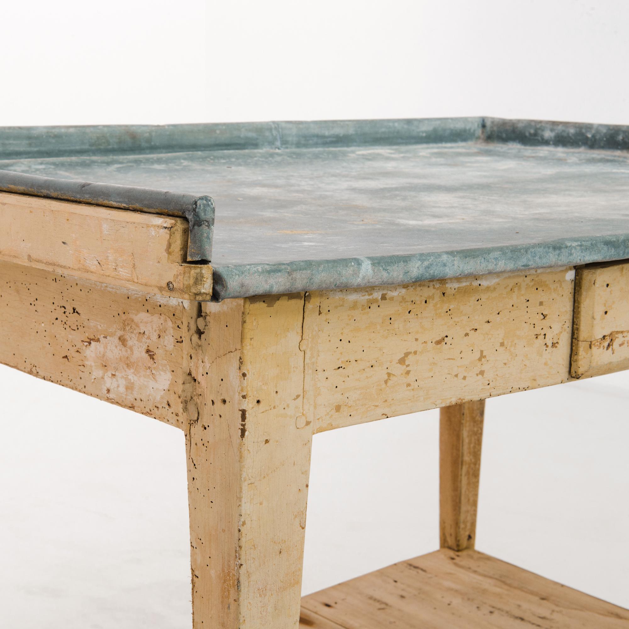 1900s French Zinc Topped Work Table 1