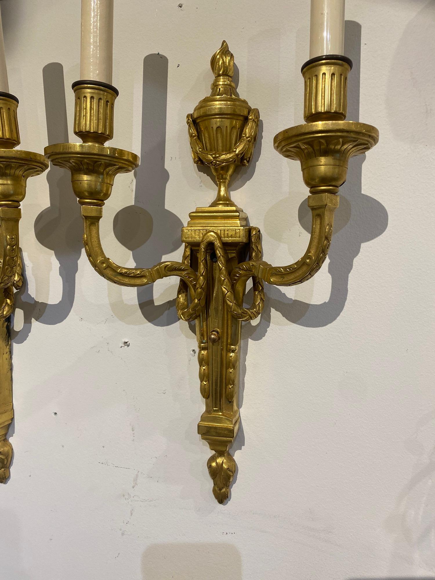 American 1900’s Gilt Bronze Caldwell Sconces For Sale