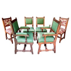 Set di sedie da pranzo Eastlake gotiche del 1900 Poltrone in noce intagliato Rinascimento, 6